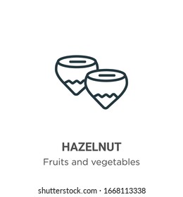 Hazelnut outline vector icon. Thin line black hazelnut icon, flat vector simple element illustration from editable fruits and vegetables concept isolated stroke on white background