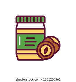 Icono de línea de color de pasta de avellanas. Elemento vector aislado.