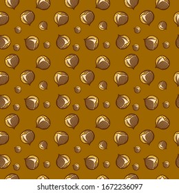Hazelnut pattern, illustration, vector on white background.