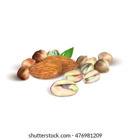 hazelnut, pistachio, almonds set