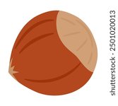 Hazelnut ripe and tasty, healthy treat, snacks. Hand drawn trendy flat style isolated Vector illustration