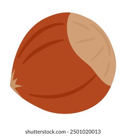 Hazelnut ripe and tasty, healthy treat, snacks. Hand drawn trendy flat style isolated Vector illustration