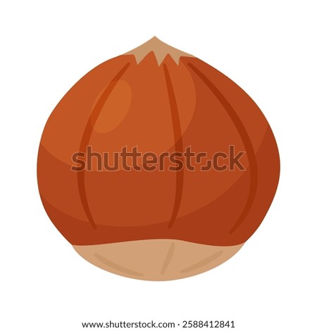 Hazelnut ripe and tasty. Whole hazelnut in shell. Hand drawn trendy flat style isolated icon. Healthy treat, snacks, unpeeled forest nut. Vector illustration
