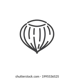 Hazelnut shell line icon. linear style sign for mobile concept and web design. Hazelnut nut outline vector icon. Symbol, logo illustration. Vector graphics