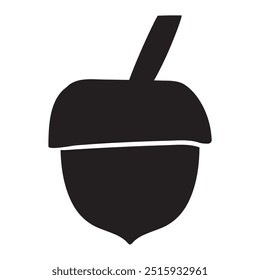 Hazelnut. Silhouette. Isolated icon. Black color. Hand drawn illustration on white background. 