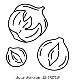 Haselnuss einfache lineare Cartoon-Symbol im Doodstyle, Vektorgrafik