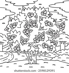 Hazelnut Tree Fruit Plant Coloring Page for Kids