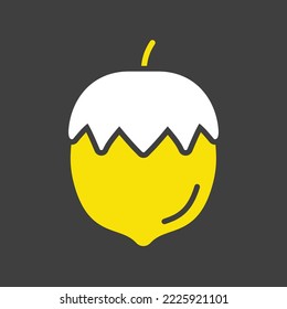 Hazelnut vector glyph on dark background icon. Graph symbol for food and drinks web site, apps design, mobile apps and print media, logo, UI