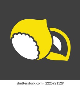 Hazelnut vector glyph on dark background icon. Graph symbol for food and drinks web site, apps design, mobile apps and print media, logo, UI