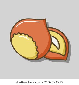 Icono vectorial de avellanas. Símbolo gráfico del sitio web de comida y bebida, diseño de aplicaciones, aplicaciones móviles y medios impresos, logotipo, interfaz de usuario