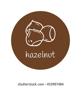 Hazelnut vector illustration. Hand drawn hazelnut icon