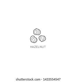 Hazelnut Vector logo design template with nut icon in linear style. Abstract emblem for organic shop, healthy food store or 
vegetarian cafe.