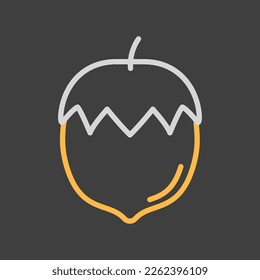 Vector de avellanas en el icono de fondo oscuro. Símbolo gráfico del sitio web de comida y bebida, diseño de aplicaciones, aplicaciones móviles y medios impresos, logotipo, interfaz de usuario