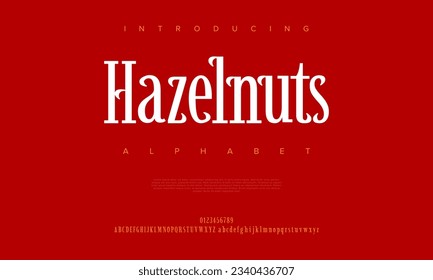 Hazelnuts creative vintage alphabet font. Digital abstract moslem, futuristic, fashion, sport, minimal technology typography. Simple numeric vector illustration