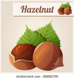 Hazelnuts. Detailed Vector Icon. Series of food and drink and ingredients for cooking.