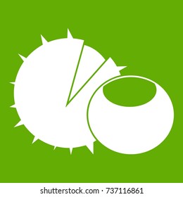 Hazelnuts icon white isolated on green background. Vector illustration