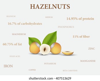 Hazelnuts isolated image with nutrition