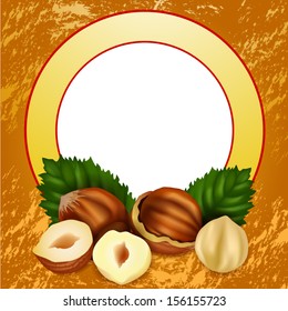 Hazelnuts with leaves.
