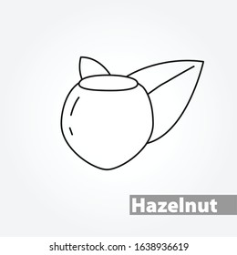 hazelnuts with leaves thin line vector icon