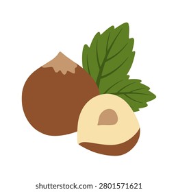 Hazelnuts, whole and cracked, presenting healthy snack food, natural ingredient, and delicious confectionery item