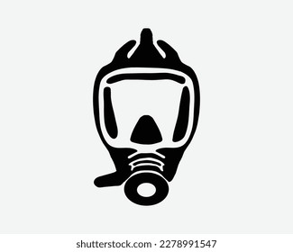 Hazmat Atemschutz-Beatmungsgerät Full Face Mask Ventilator Schwarz Weiße Silhouette Zeichensymbol Symbol Graphic Clip Art Illustration Piktogramm Vektorgrafik