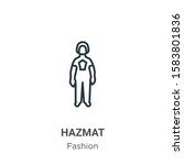Hazmat outline vector icon. Thin line black hazmat icon, flat vector simple element illustration from editable fashion concept isolated on white background