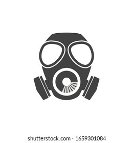 Hazmat Sign. Face Mask. 
Protection Wearing Gear. Chemical Bio Hazard Or Radioactive. Flat Minimalist Design. White Gray Black Vector. Product Brand Service Label Banner Board Display. App Icon.