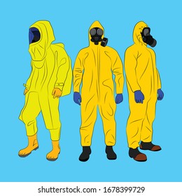 Yellow Chemical Biohazard Protection Suit Cartoon Stock Vector (Royalty ...