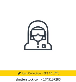 Hazmat Suit Icon / Vector - In Line / Stroke Design