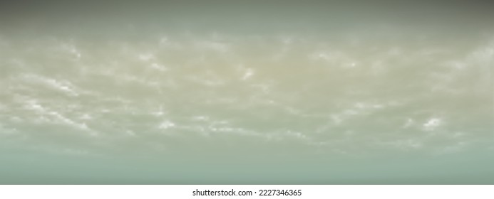 Hazy sky and white soft clouds floated in the sky. Beautiful air and sunlight with cloud scape colorful. Gloomy sky for the background. Green to gray sky background vector illustration.