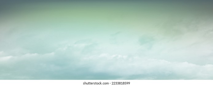 Hazy sky and white soft clouds floated in the sky. Beautiful air and sunlight with cloud scape colorful. Gloomy sky for the background. Green to gray sky background vector illustration.