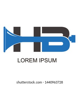 hb abstract letter logo design with sibol horn