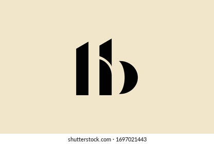 hb or bh and h or b Letter Initial Logo Design, Vector Template 