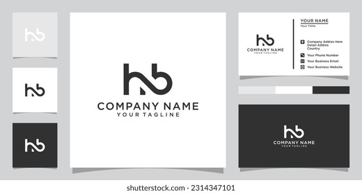 HB or BH initial letter logo design vector with business card design.