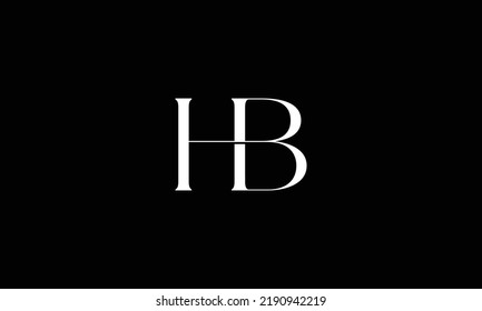 HB BH letter design logo logotype icon concept with serif font and classic elegant style look vector illustration. HB Letter Logo Design Template Vector Illustration.