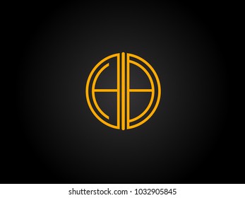 HB Circle Shape golden yellow Letter logo Design
