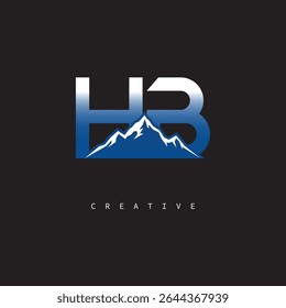  HB Creative Mountain Logo Bold Gradient Letter mark Branding Design for Business Outdoor Brands
