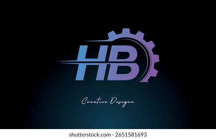 HB Gear Fusion Logo – Industrial Tech-Inspired Letter mark Futuristic Industrial Letter Mark Design for Technology and Engineering Brands.