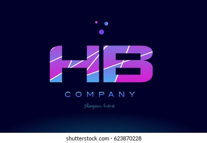hb h b  creative color blue background pink purple magenta alphabet letter company logo vector icon