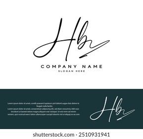 Logotipo inicial de la firma de escritura a mano de HB