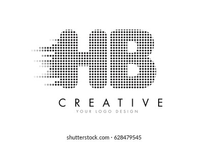HB H B Letter Logo Design with Black Dots and Bubble Trails.