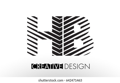HB H B Lines Letter Design with Creative Elegant Zebra Vector Illustration.