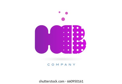 hb h b pink dots dotted letter logo alphabet creative company vector icon design template