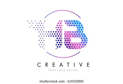 HB H B Pink Magenta Dotted Bubble Letter Logo Design. Dots Lettering Vector Illustration