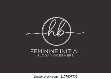 HB handwriting logo with circle template vector logo of initial signature, wedding, fashion, floral and botanical with creative template.