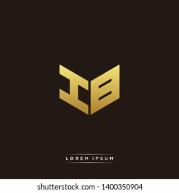 HB / IB Logo Letter Initial Logo Designs Templete with Gold and Black Background