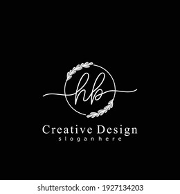 HB Initial calligraphy handwritten logo. Handwritten alphabet in the logo template. Letters and Alphabet for signature, wedding, fashion, floral and botanical logo design 
