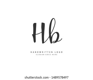 HB Initial handwriting or handwritten logo for identity. Logo with hand drawn style.