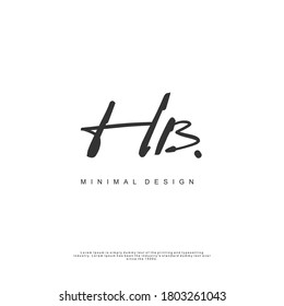 HB Escritura manuscrita inicial o logotipo manuscrito para la identidad. Logo con firma y estilo dibujado a mano.