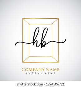 HB Initial Handwriting logo template vector